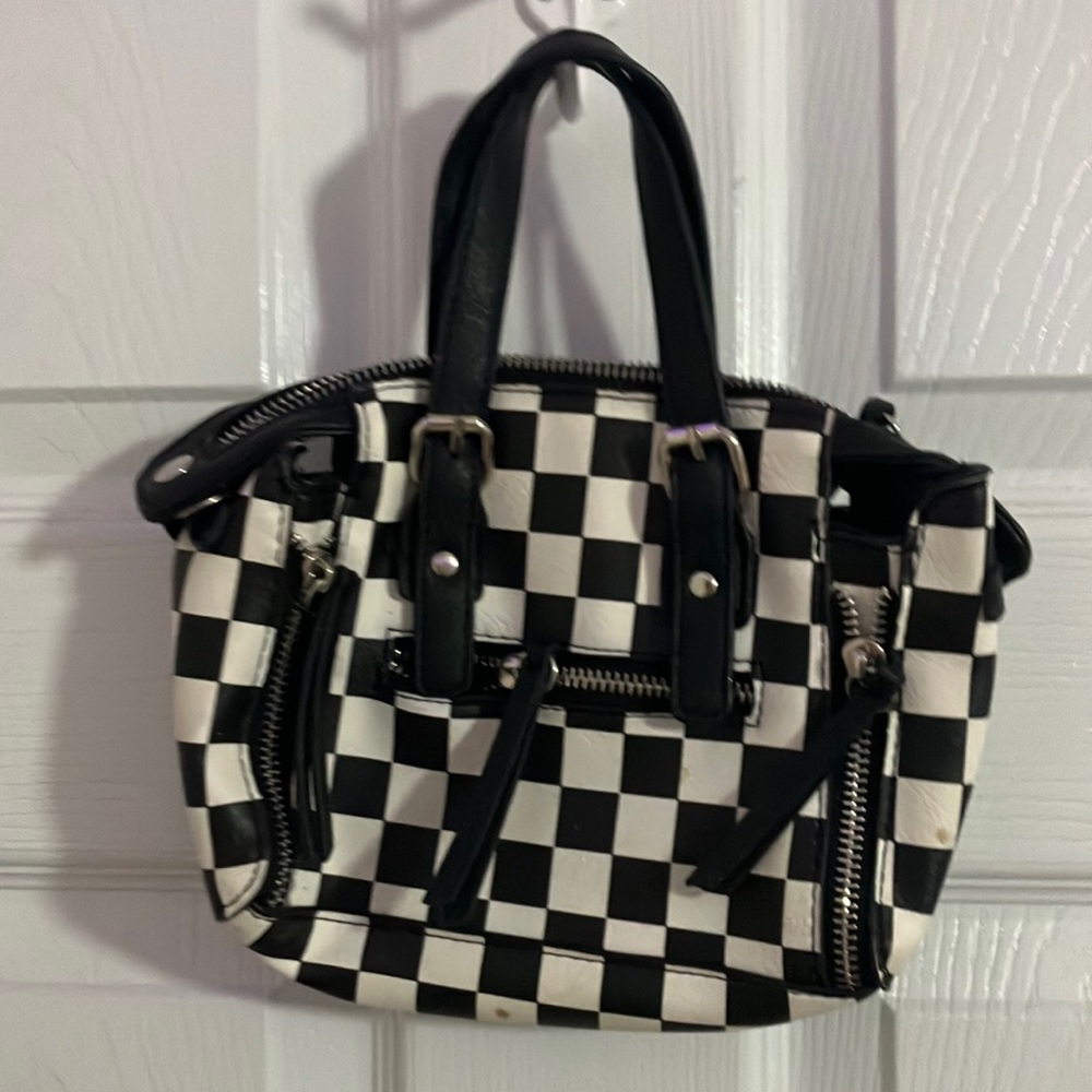 black and white target purse